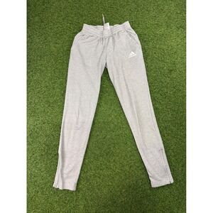 Adidas Mens S Heather Gray Textured Knit Joggers Ankle Zip Sweatpants Small